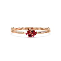 Mixed-cut five-stone colorstone open bangle with red stones in rose gold
