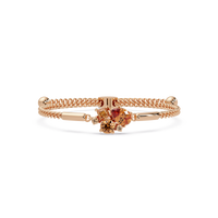 Mixed-cut five-stone colorstone open bangle with topaz stones in rose gold