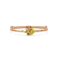 Mixed-cut five-stone colorstone open bangle with yellow stones in rose gold