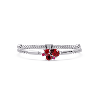 Mixed-cut five-stone colorstone open bangle with red stones in white gold