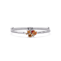 Mixed-cut five-stone colorstone open bangle with topaz stones in white gold