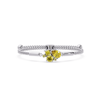Mixed-cut five-stone colorstone open bangle with yellow stones in white gold