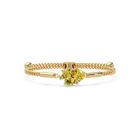 Mixed-cut five-stone colorstone open bangle with yellow stones in yellow gold