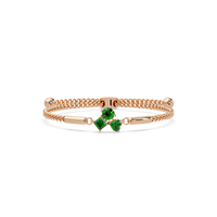Three-stone colorstone adjustable chain bracelet with emerald green stones in rose gold