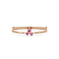 Three-stone colorstone adjustable chain bracelet with tourmaline pink stones in rose gold