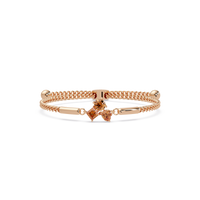 Three-stone colorstone adjustable chain bracelet with champagne topaz stones in rose gold