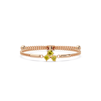 Three-stone colorstone adjustable chain bracelet with citrine yellow stones in rose gold