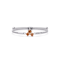 Three-stone colorstone adjustable chain bracelet with champagne topaz stones in white gold