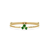 Three-stone colorstone adjustable chain bracelet with emerald green stones in yellow gold