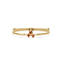 Three-stone colorstone adjustable chain bracelet with champagne topaz stones in yellow gold