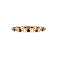 Cushion onyx colorstone and pavé circle link bracelet in rose gold