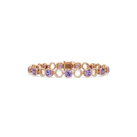 Cushion amethyst purple colorstone and pavé circle link bracelet in rose gold