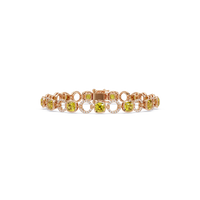 Cushion citrine yellow colorstone and pavé circle link bracelet in rose gold