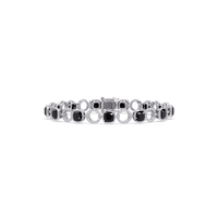 Cushion onyx colorstone and pavé circle link bracelet in white gold
