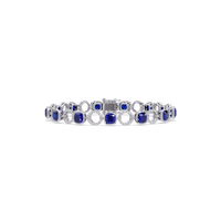 Cushion sapphire blue colorstone and pavé circle link bracelet in white gold