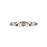 Cushion champagne topaz colorstone and pavé circle link bracelet in white gold