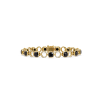 Cushion onyx colorstone and pavé circle link bracelet in yellow gold