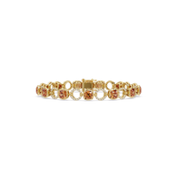 Cushion champagne topaz colorstone and pavé circle link bracelet in yellow gold