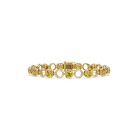 Cushion citrine yellow colorstone and pavé circle link bracelet in yellow gold