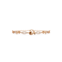 Round colorstone and pavé leaf-link bracelet in rose gold, topaz stones