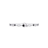 Round colorstone and pavé leaf-link bracelet in white gold, onyx stones