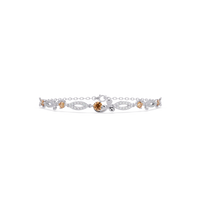 Round colorstone and pavé leaf-link bracelet in white gold, topaz stones