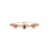 Lunéa Paris three-oval halo pavé bracelet in rose gold, topaz colorstones