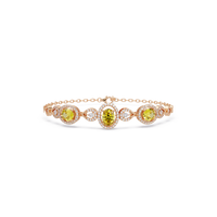 Lunéa Paris three-oval halo pavé bracelet in rose gold, yellow colorstones