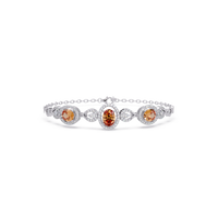 Lunéa Paris three-oval halo pavé bracelet in white gold, topaz colorstones