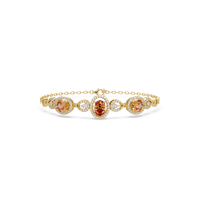 Lunéa Paris three-oval halo pavé bracelet in yellow gold, topaz colorstones
