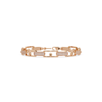 Geometric round gemstone and pavé link bracelet in rose gold with topaz colorstones