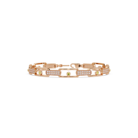 Geometric round gemstone and pavé link bracelet in rose gold with yellow colorstones