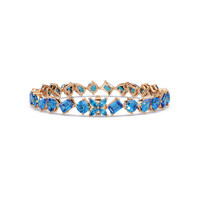 Five-shape aquamarine blue colorstone tennis bracelet in rose gold