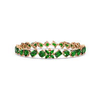 Five-shape emerald green colorstone tennis bracelet in rose gold