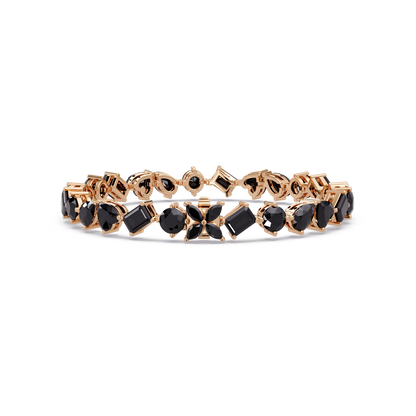 Five-shape onyx colorstone tennis bracelet in rose gold
