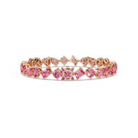 Five-shape tourmaline pink colorstone tennis bracelet in rose gold