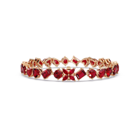 Five-shape ruby red colorstone tennis bracelet in rose gold