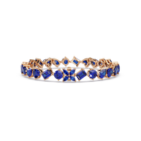 Five-shape sapphire blue colorstone tennis bracelet in rose gold