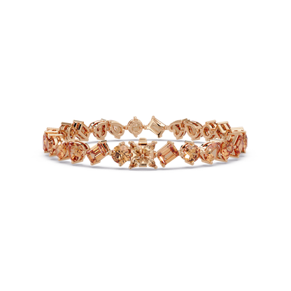 Five-shape champagne topaz colorstone tennis bracelet in rose gold