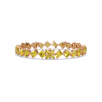 Five-shape citrine yellow colorstone tennis bracelet in rose gold