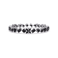 Five-shape onyx colorstone tennis bracelet in white gold