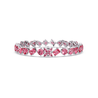Five-shape tourmaline pink colorstone tennis bracelet in white gold