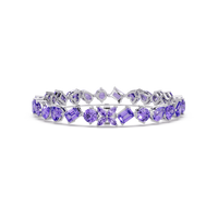 Five-shape amethyst purple colorstone tennis bracelet in white gold