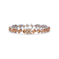 Five-shape champagne topaz colorstone tennis bracelet in white gold