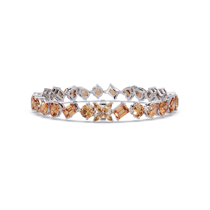 Five-shape champagne topaz colorstone tennis bracelet in white gold