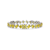 Five-shape citrine yellow colorstone tennis bracelet in white gold