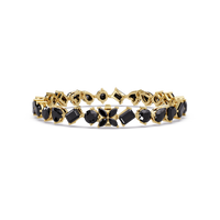 Five-shape onyx colorstone tennis bracelet in yellow gold