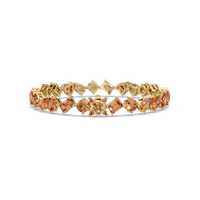 Five-shape champagne topaz colorstone tennis bracelet in yellow gold