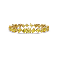 Five-shape citrine yellow colorstone tennis bracelet in yellow gold