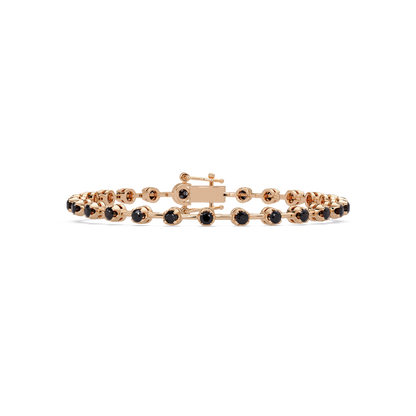Round onyx colorstone tennis bracelet in rose gold